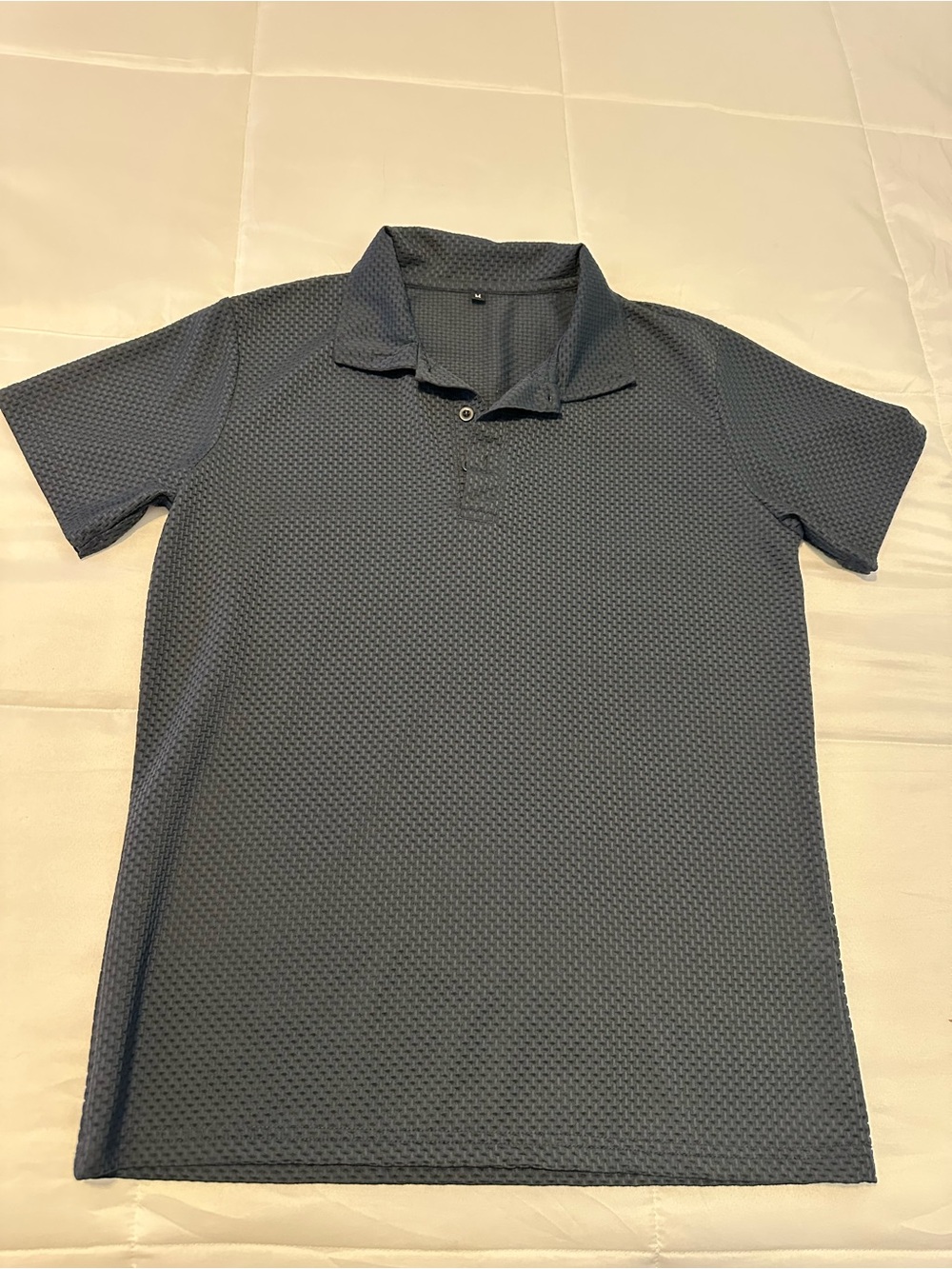 Men's Textured Polo Shirt - Navy